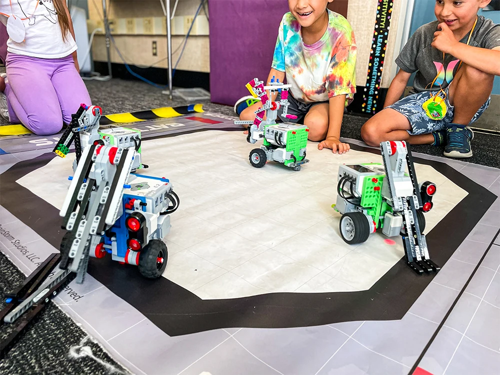 Kids enjoying a hands-on BrainStorm class.